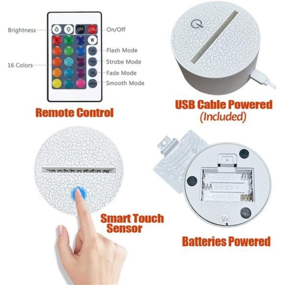 Basketball Night Light,3D Illusion Effect Lamp Light Remote Control RGB Colors - Picture 6 of 7